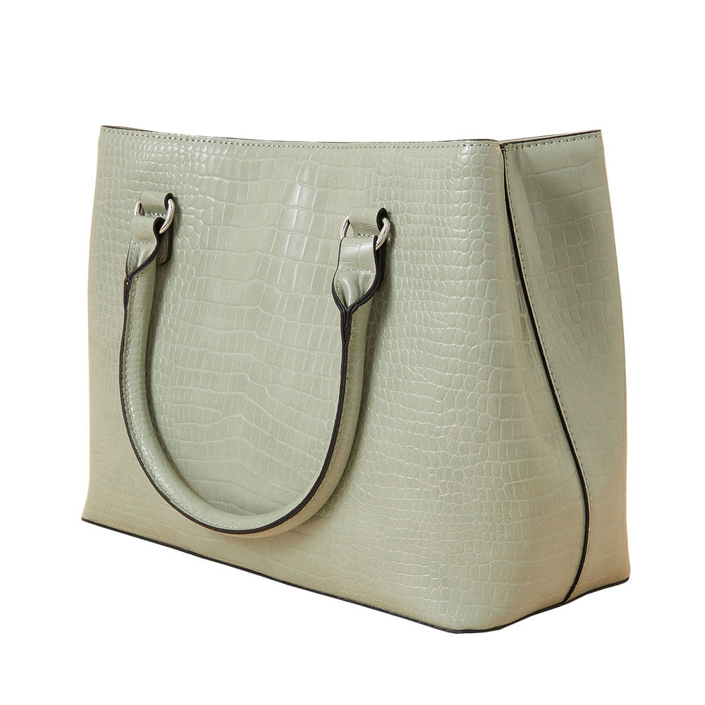 Green faux croc outlet bag