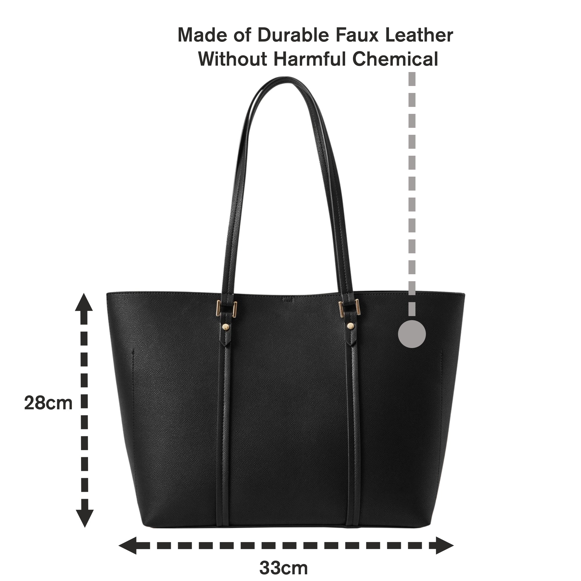 Accessorize London Women's Faux Leather Black Classic Ali tote with inside compartment