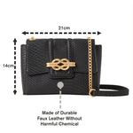 Accessorize London Women's Faux Leather Black Snaffle detail faux croc Sling Bag
