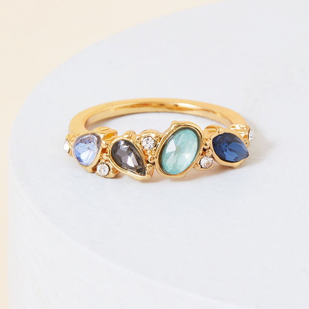Accessorize London Women's Blue Eclectic Stones Ring-Medium