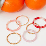 Accessorize London Women's Pink Gold And Resin Ring Pack-Large