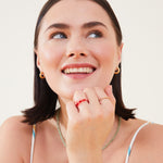 Accessorize London Women's Pink Gold And Resin Ring Pack-Large