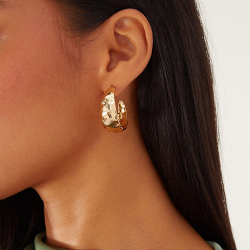 Accessorize London Women's Chunky Hammered Metal Hoops