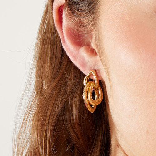 Accessorize London Women's Interlocking Stud Drop Earrings