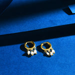 Real Gold-Plated Z Pearl Huggie Hoops