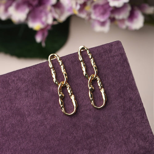 Accessorize London Women's Z Real Gold Plated Molten Chain Drop Earrings