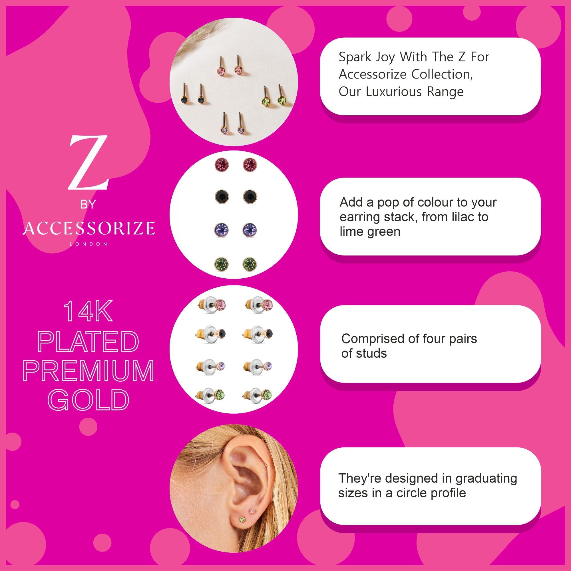 Multiple Stud Earing Buy Gold Plated Multi Stud Earrings Online