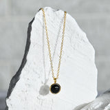 Real Gold Plated Z Black Onyx Pendant Necklace