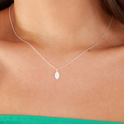 Accessorize London Women's 925  Sterling Silver Hallmark Cubic Zirconia Marquise Shape Pave Necklace