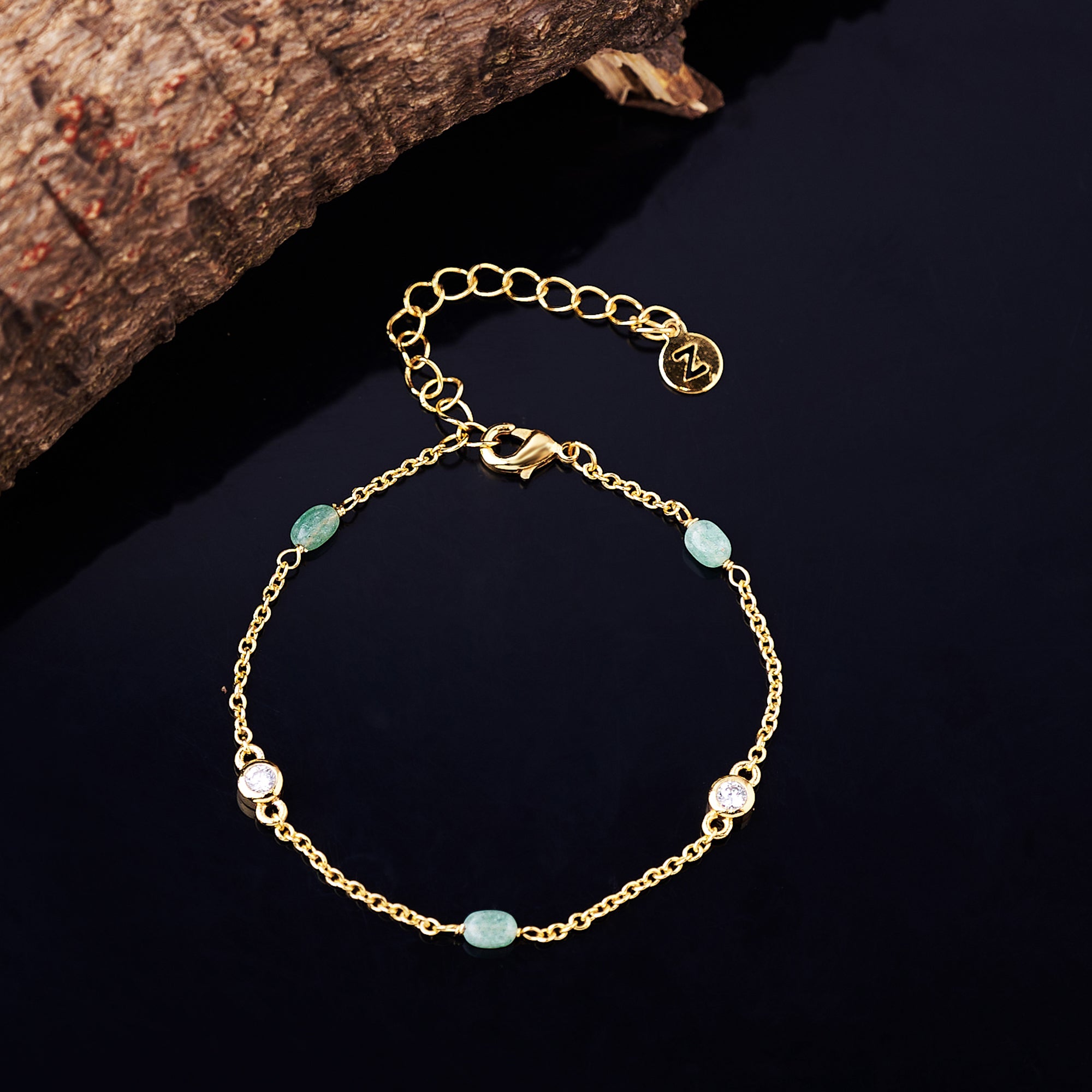 Real Gold Plated Z Aventurine Bracelet