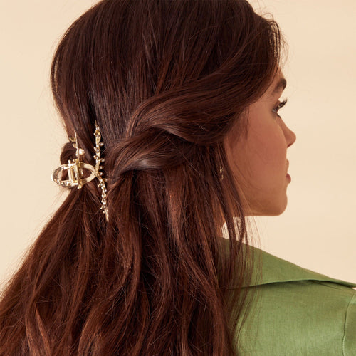 Accessorize London Women's Gold Metal Leaf Claw Clip