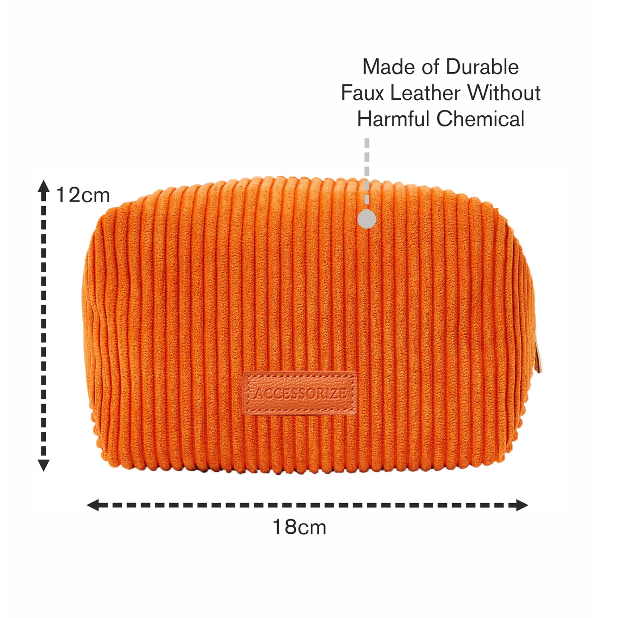 Women's Orange Cord Make Up Bag