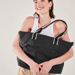 Black Webbing Tote Bag In Recycled Nylon