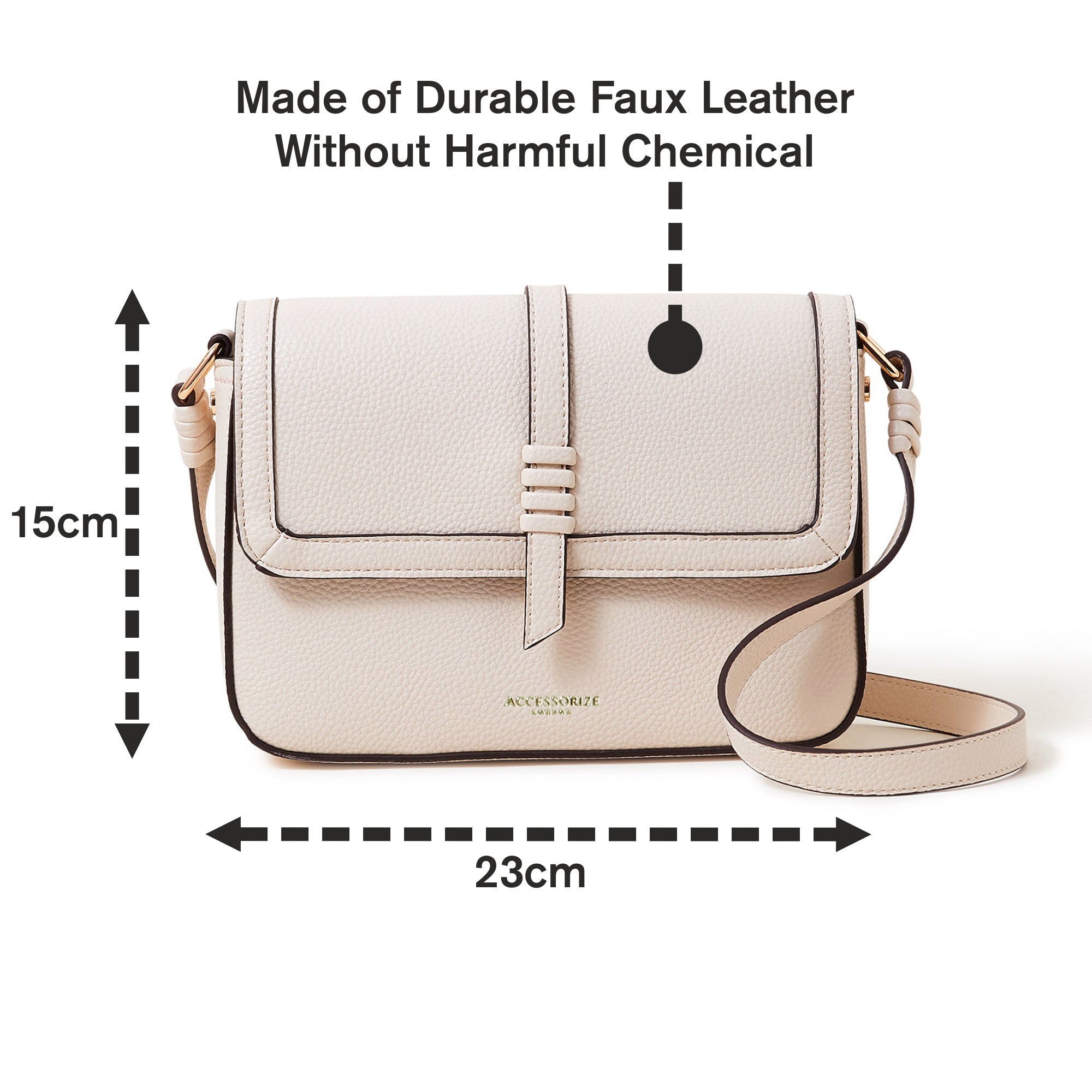 Accessorize London Women's Faux Leather Cream Artisan Sling Bag