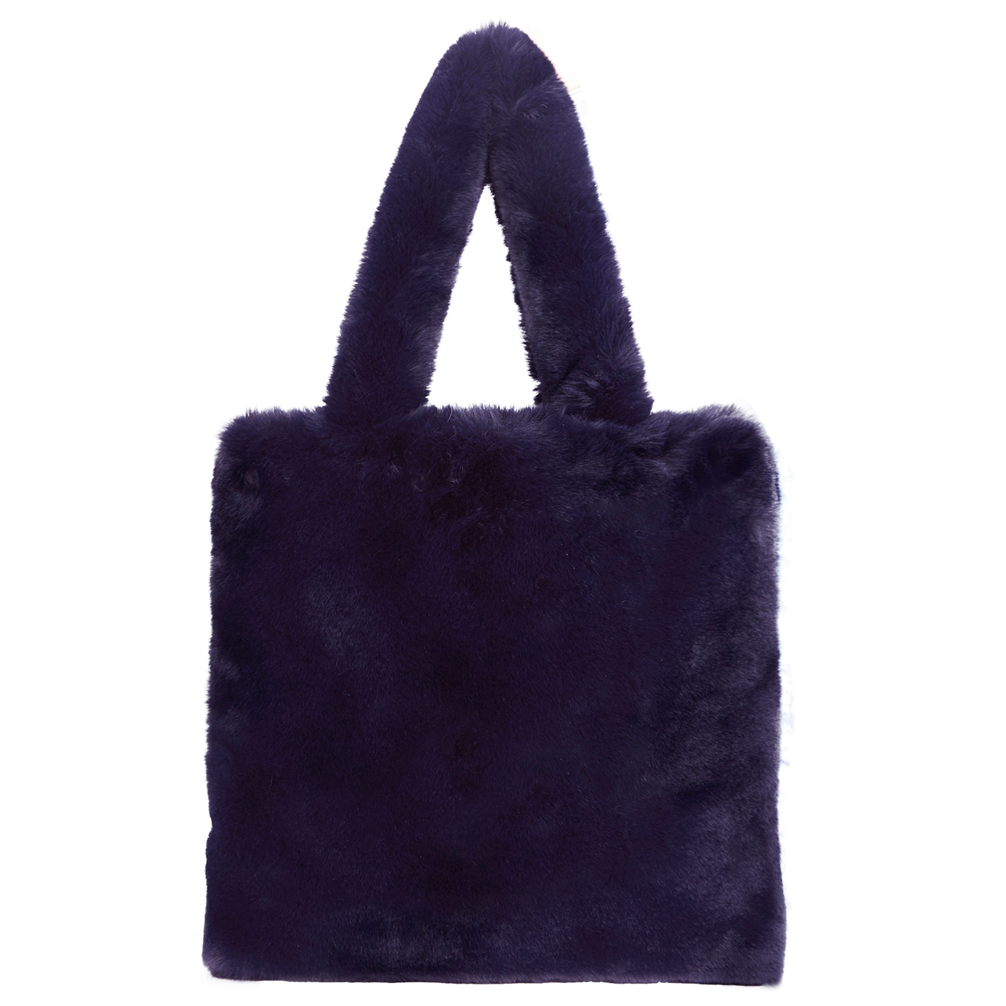 Navy Faux Fur Shopper Bag