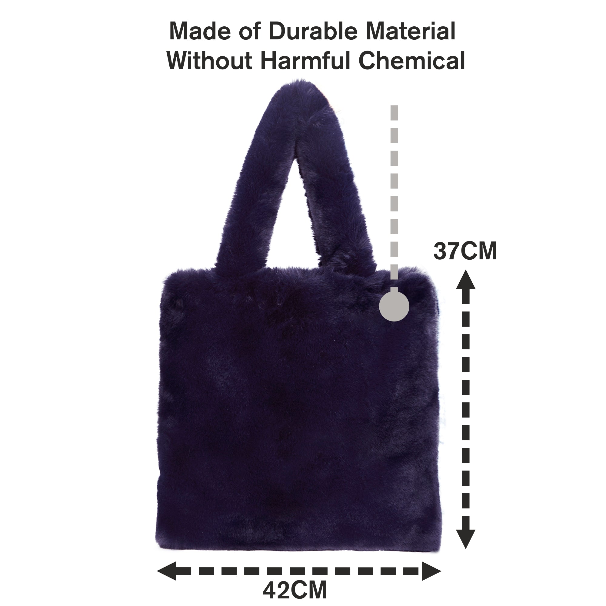 Navy Faux Fur Shopper Bag