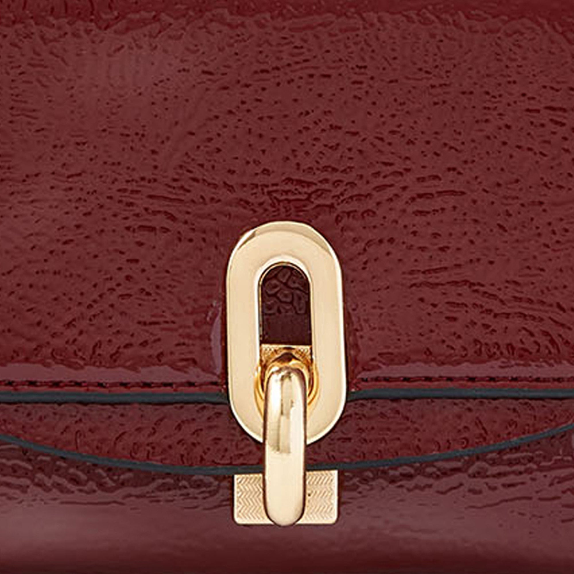 Accessorize London Women's Faux Leather Burgundy Patent Lock Wallet Purse