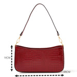 Accessorize London Women's Faux Leather Croc Roxanne Baguette Shoulder Bag - Red