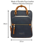 Accessorize London Women's Faux Leather Blue Color Block Multi Pocket Harriet Backpack
