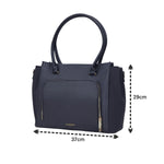 Accessorize London Women's Faux Leather Black Multi Pocket Morgan Work Tote Bag