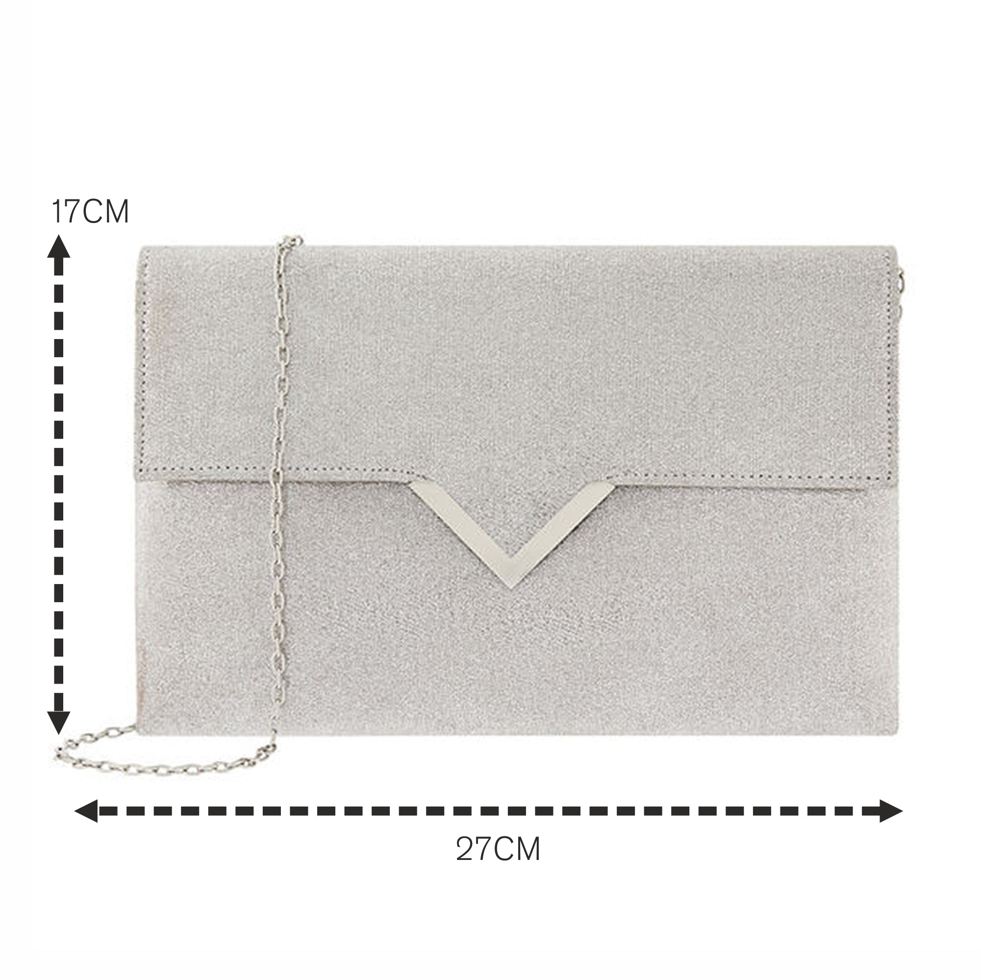 Accessorize London Women's Silver Natalie Envelope Clutch