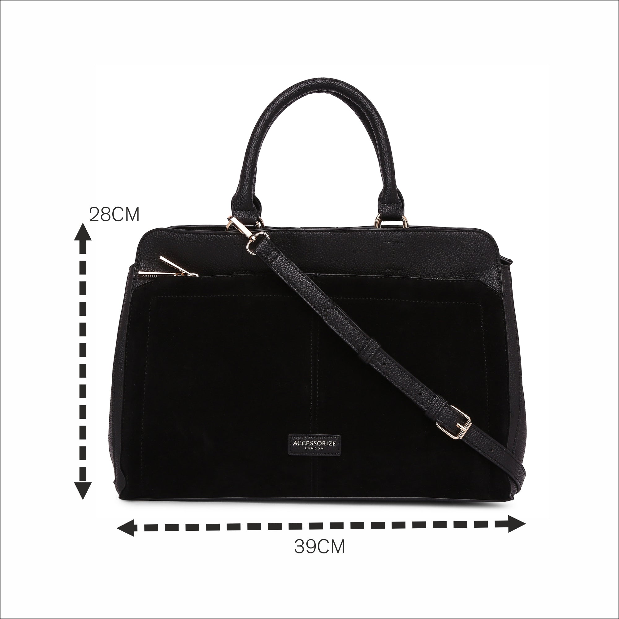 Accessorize London Women's Faux Leather Black Maddie work bag