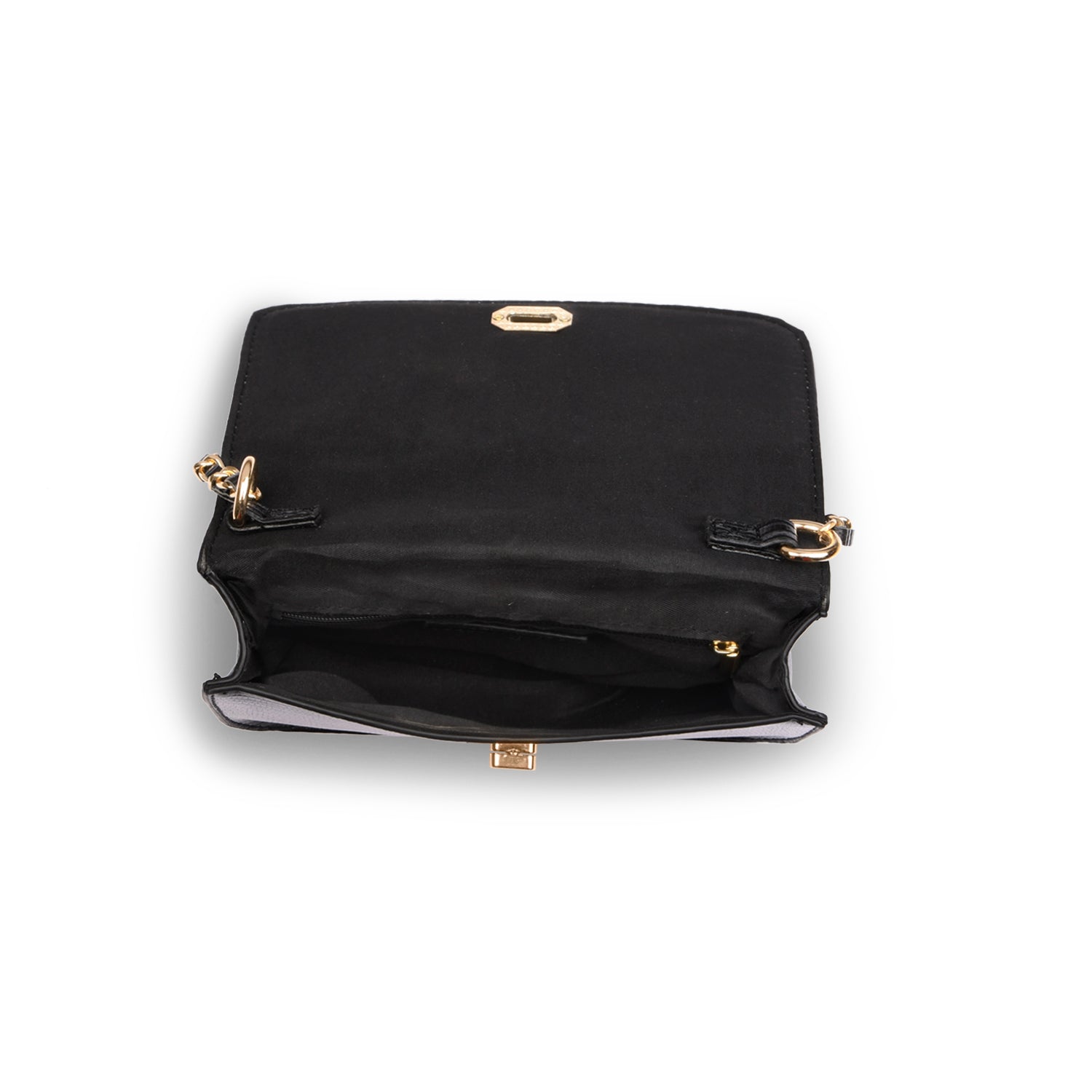 Accessorize London Women's Faux Leather Woven Chain Black Evie Sling Bag