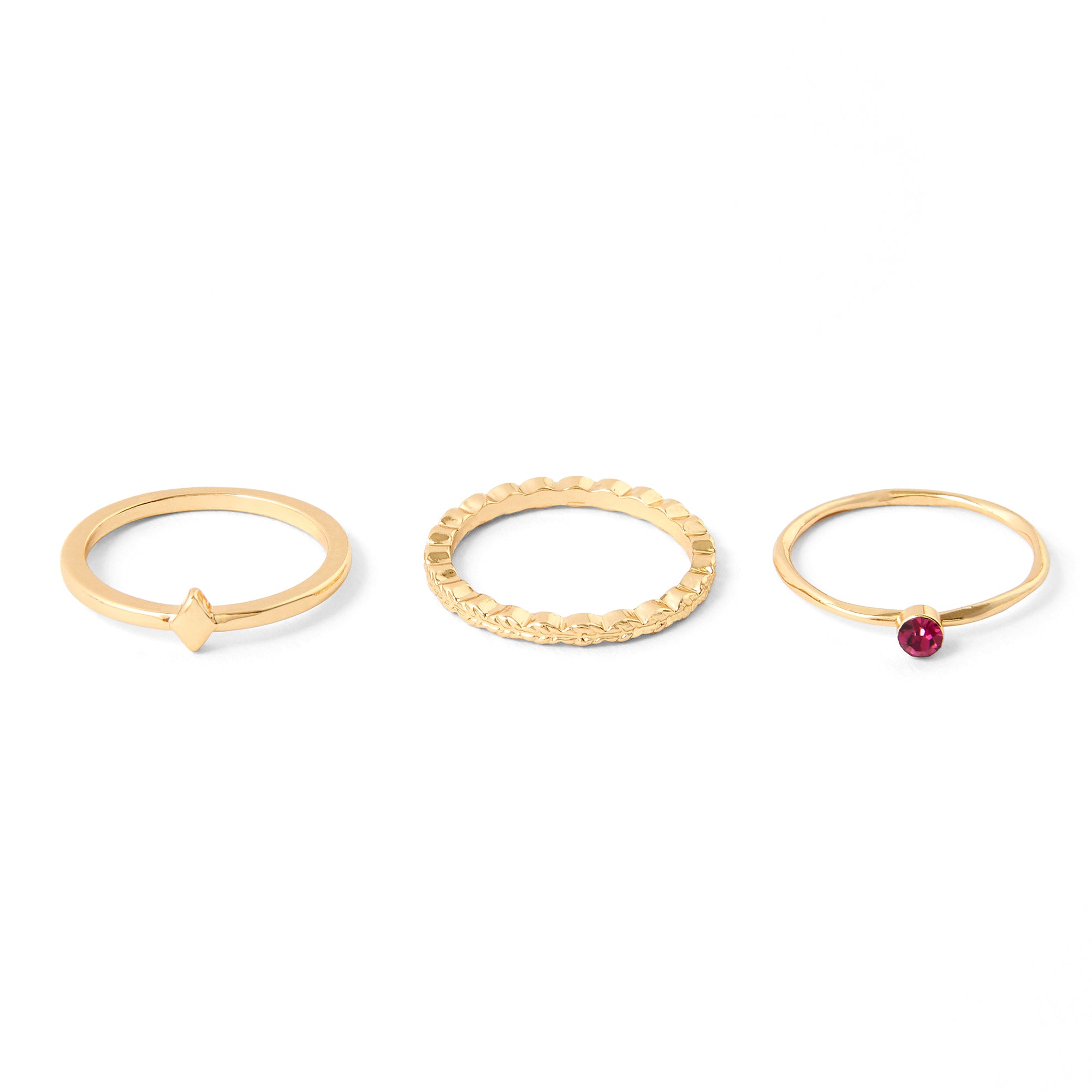 Accessorize London Women's Set Of 3 Pink Stacking Rings Large