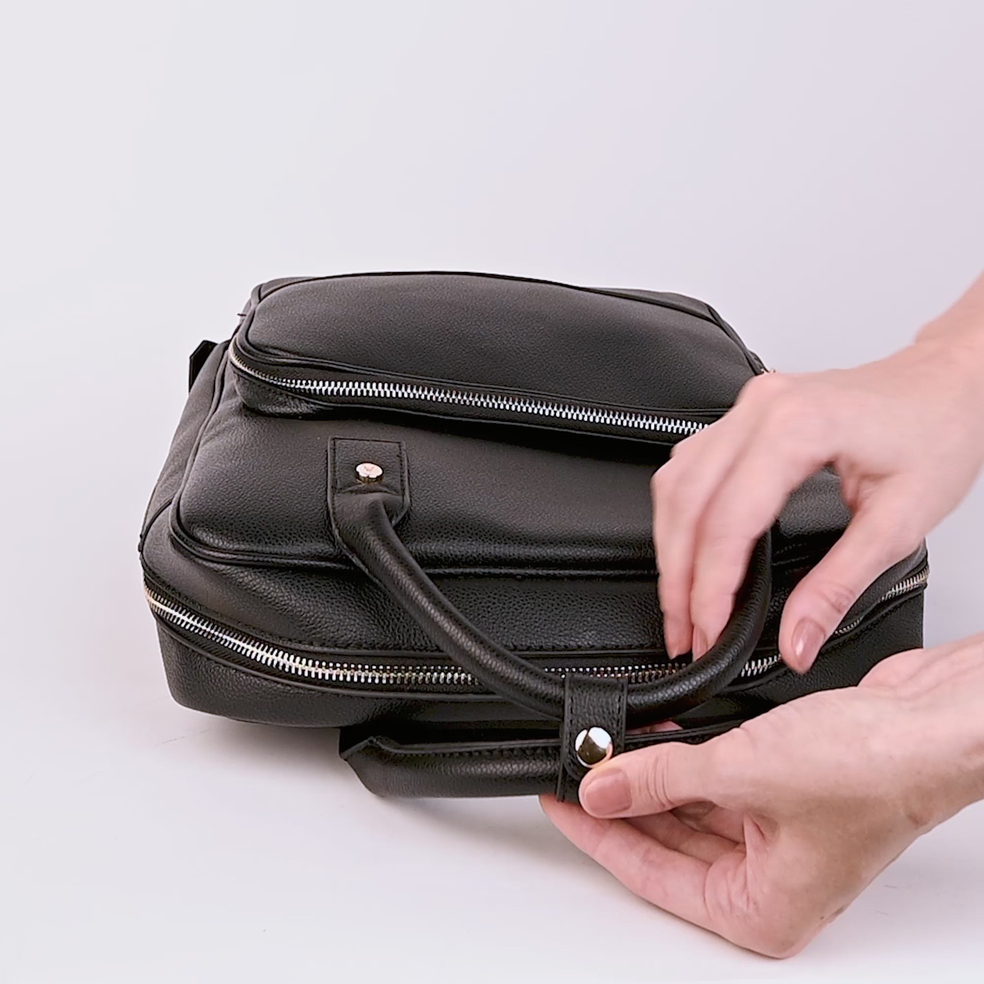 Womens black leather online laptop bag