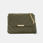 Accessorize London Women's Mia Khaki Green Quilted Sling Bag