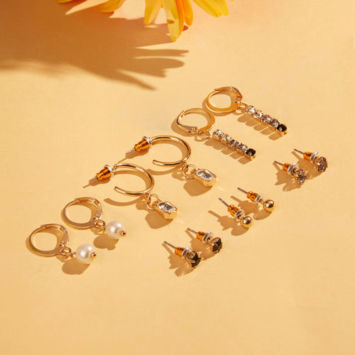 Accessorize London Women's Stud And Cupchain Earrings Pack of 6