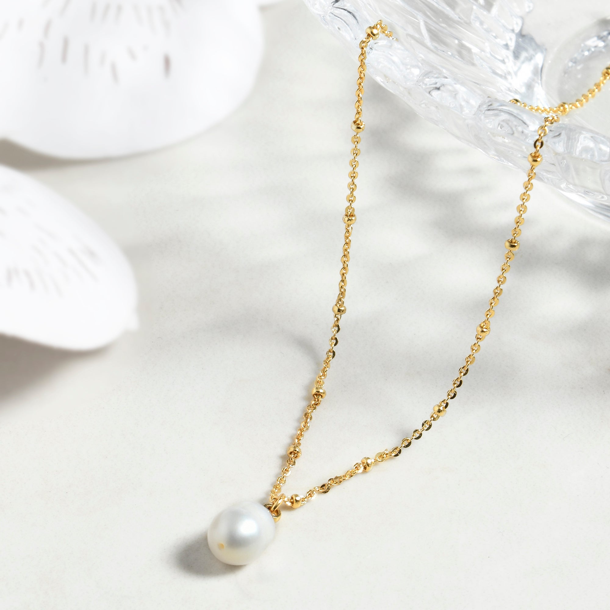 Accessorize London Women's Z Real Gold Plated Bobble Pear Pearl Pendan