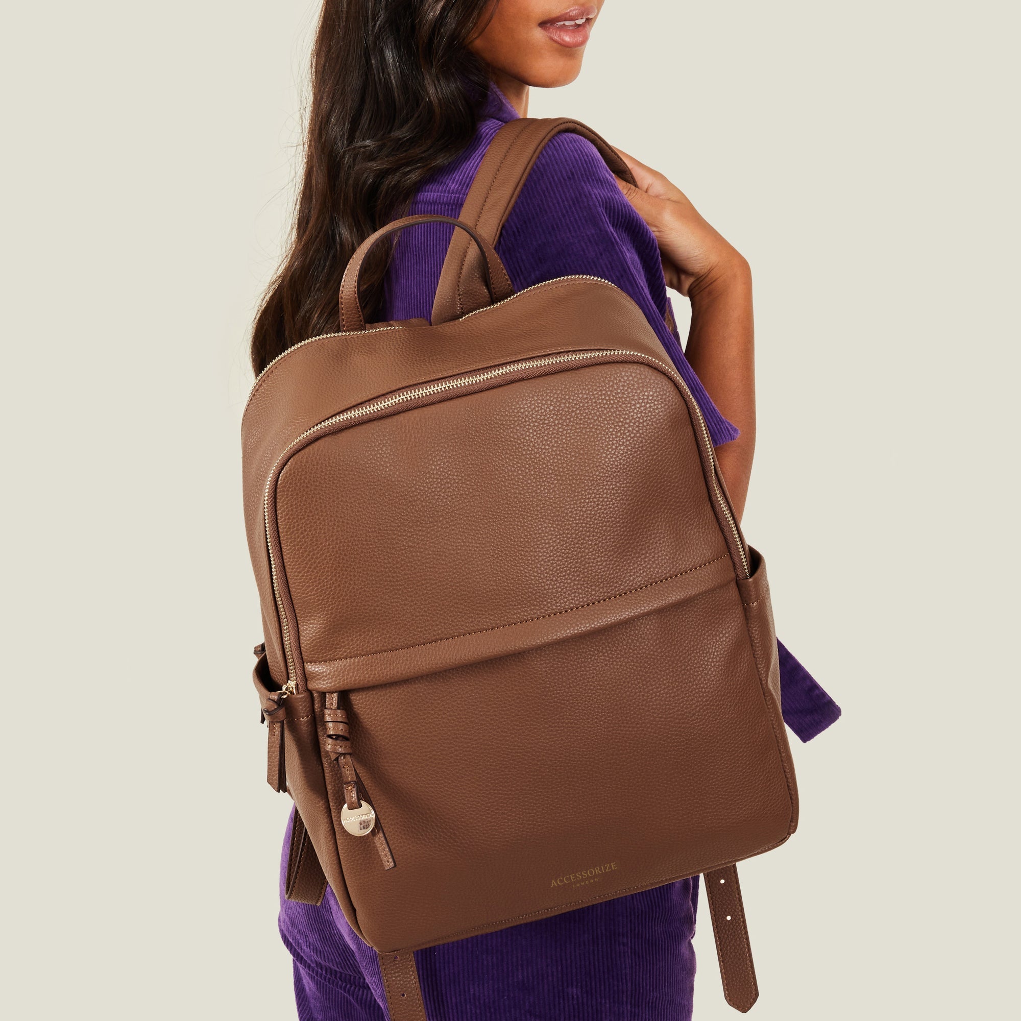 Mike Bags Faux Leather Laptop Backpack - TAN – Smily Kiddos