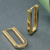 Real Gold Plated Basic Chunky Rectangular Link Hoop Earrings For Women By Accessorize London