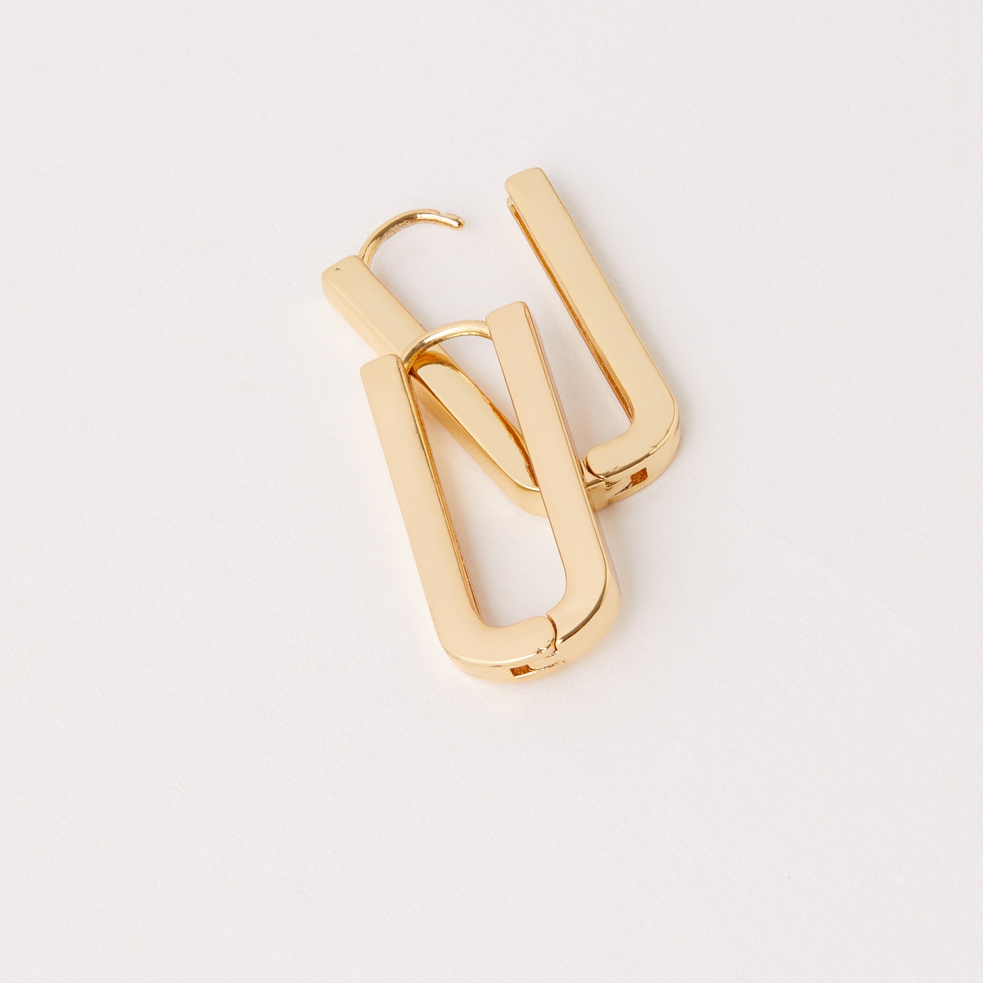 Real Gold Plated Basic Chunky Rectangular Link Hoop Earrings For Women By Accessorize London