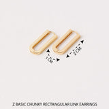 Real Gold Plated Basic Chunky Rectangular Link Hoop Earrings For Women By Accessorize London