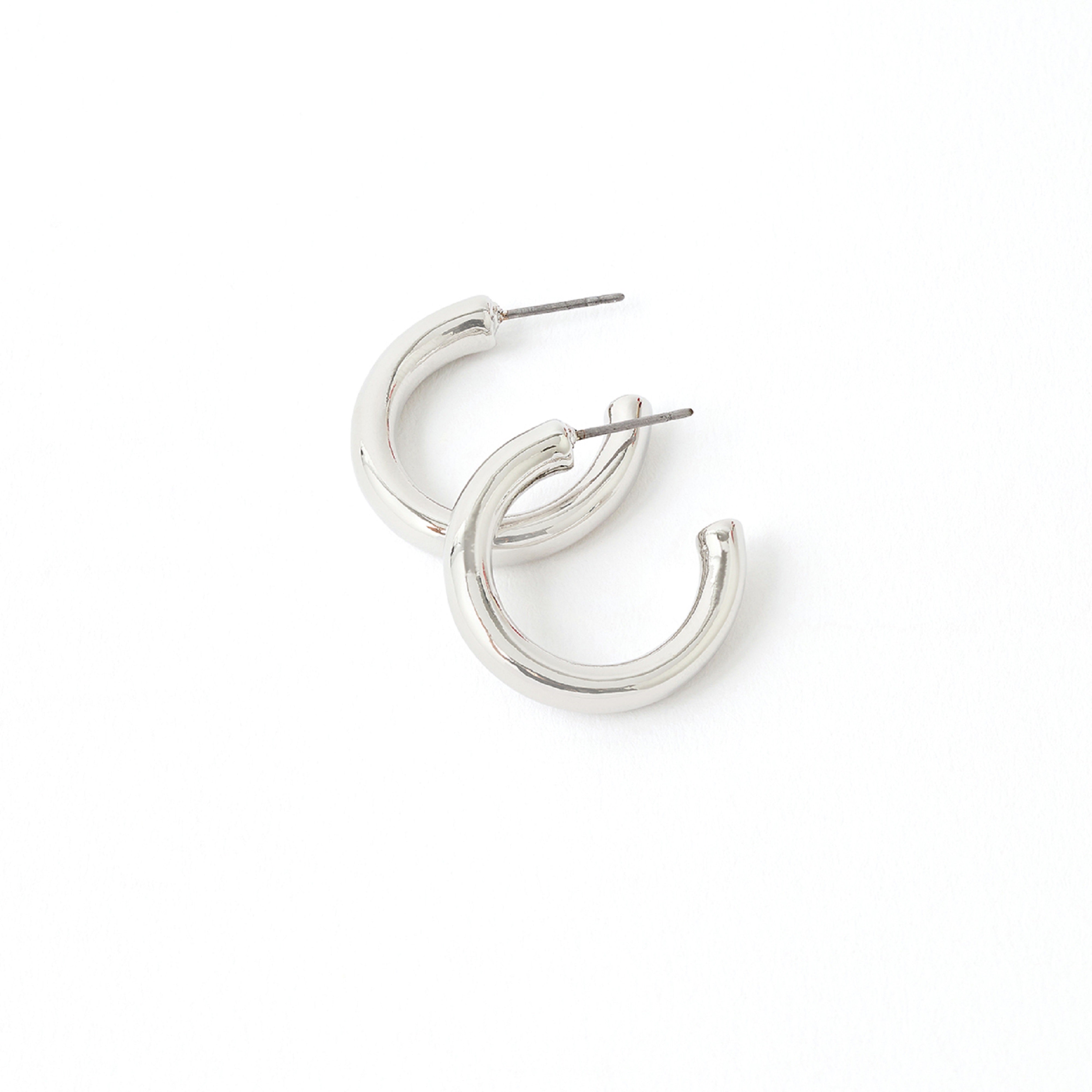 Accessorize London Women'sSilver Small Chunky Hoop Earring