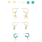 Accessorize London Women's Bue Set of 6 Butterfly Enamel Stud & Hoop Earring pack