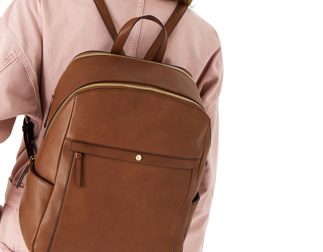 Accessorize London Women'S Faux Leather Tan Sammy Backpack