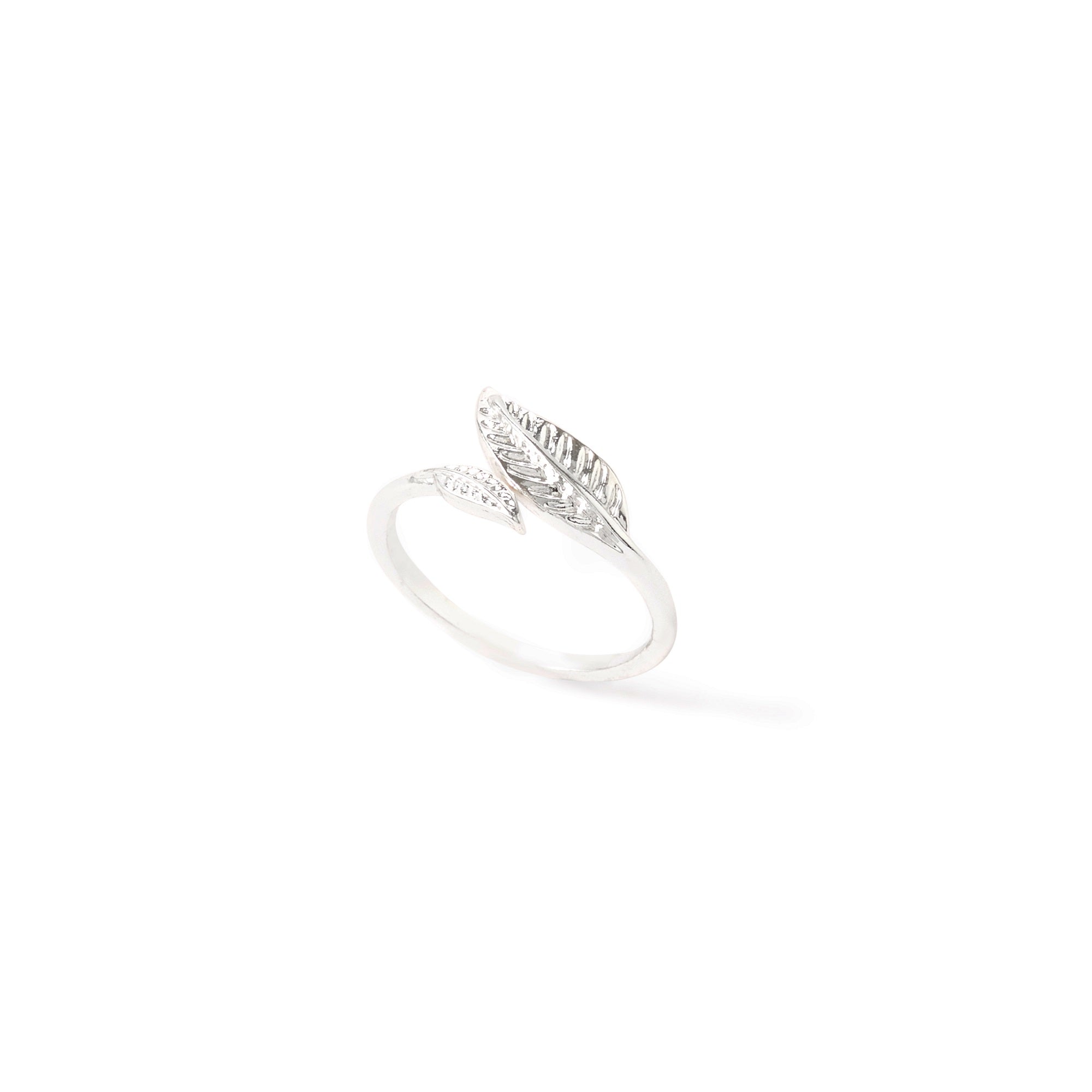 Accessorize London Women's Silver set of 2 Leaf Wrap Ring-Small