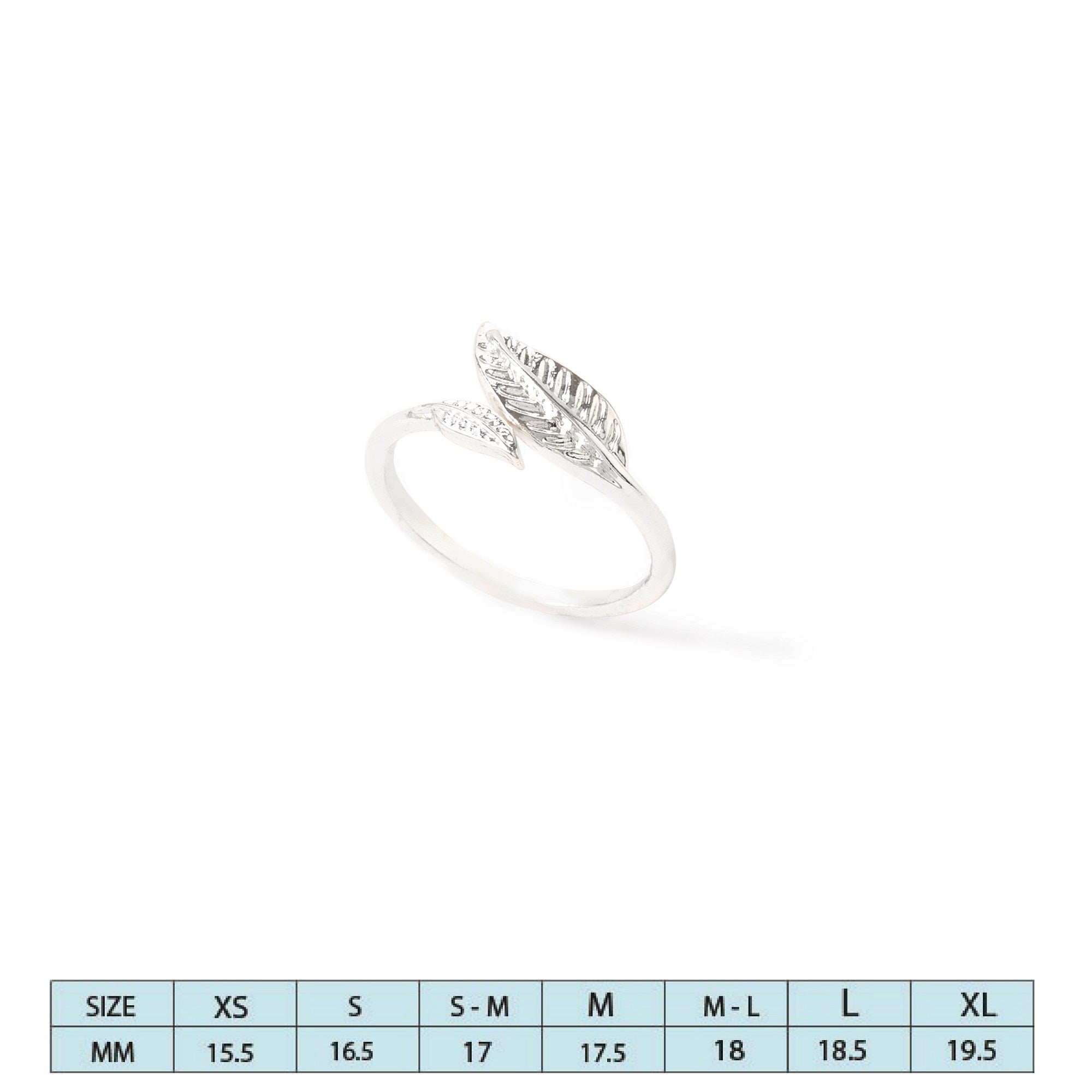 Accessorize London Women's Silver set of 2 Leaf Wrap Ring-Small