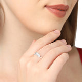 Accessorize London Women's Silver set of 2 Leaf Wrap Ring-Small