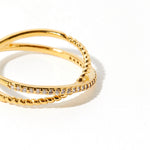Real Gold Plated Pave Crossover Ring For Women By Accessorize London