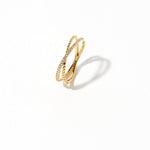 Real Gold Plated Z Pave Crossover Ring For Women By Accessorize London