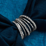 Accessorize London Women's Silver set of 7 Pave Organic Stacking Rings