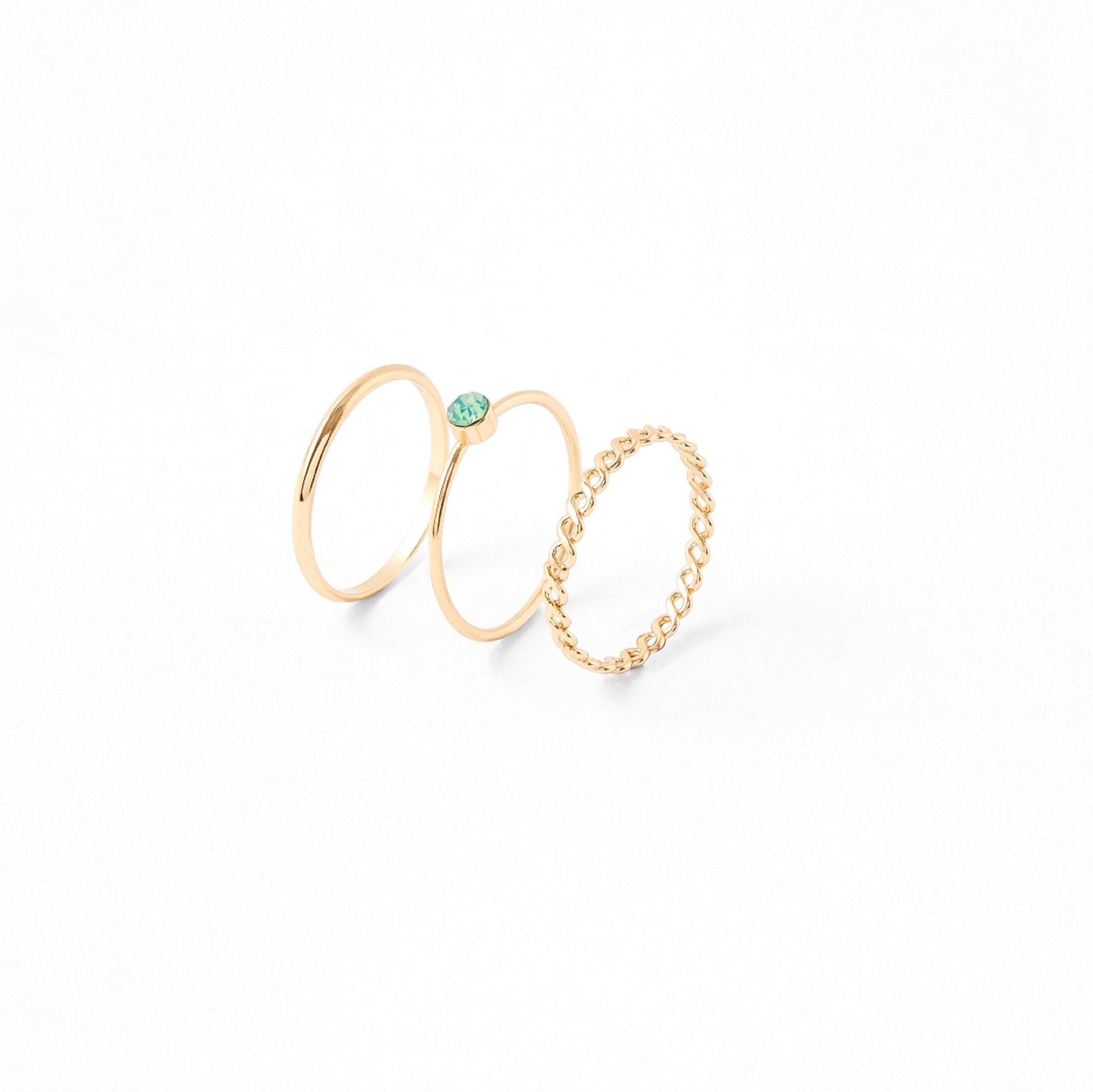 Accessorize London Women's Gold set of 3 Pacific Opal Ring Pack