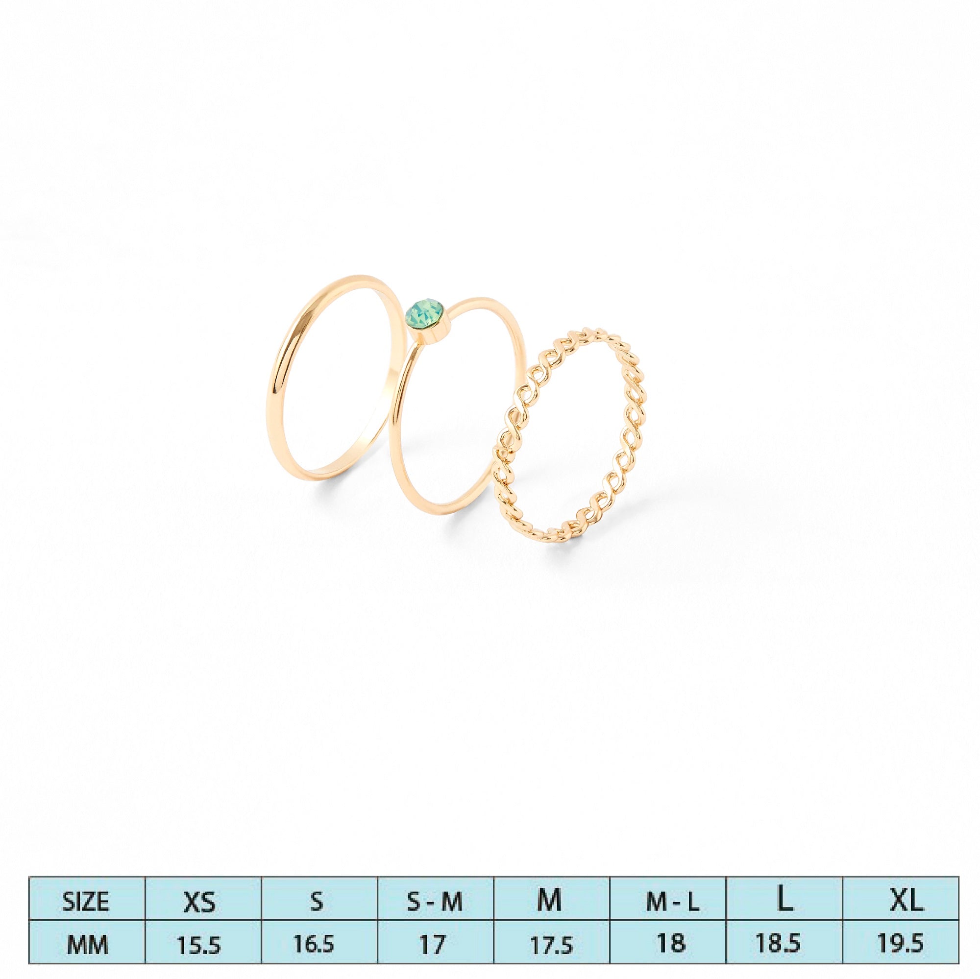 Accessorize London Women's Gold set of 3 Pacific Opal Ring Pack-Medium