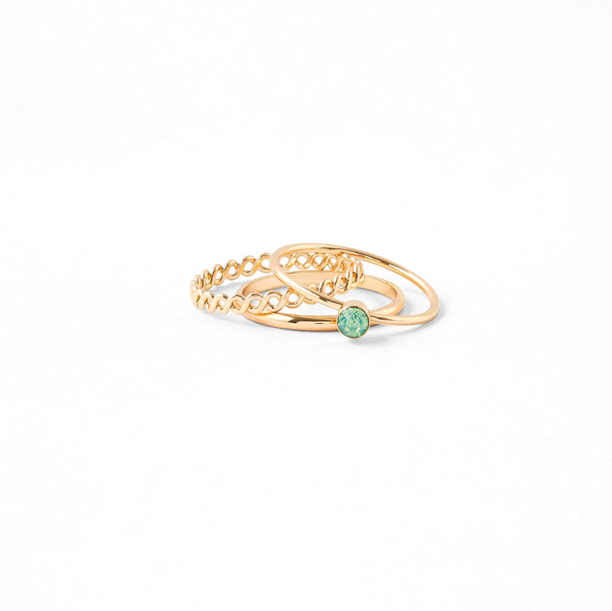 Accessorize London Women's Gold set of 3 Pacific Opal Ring Pack