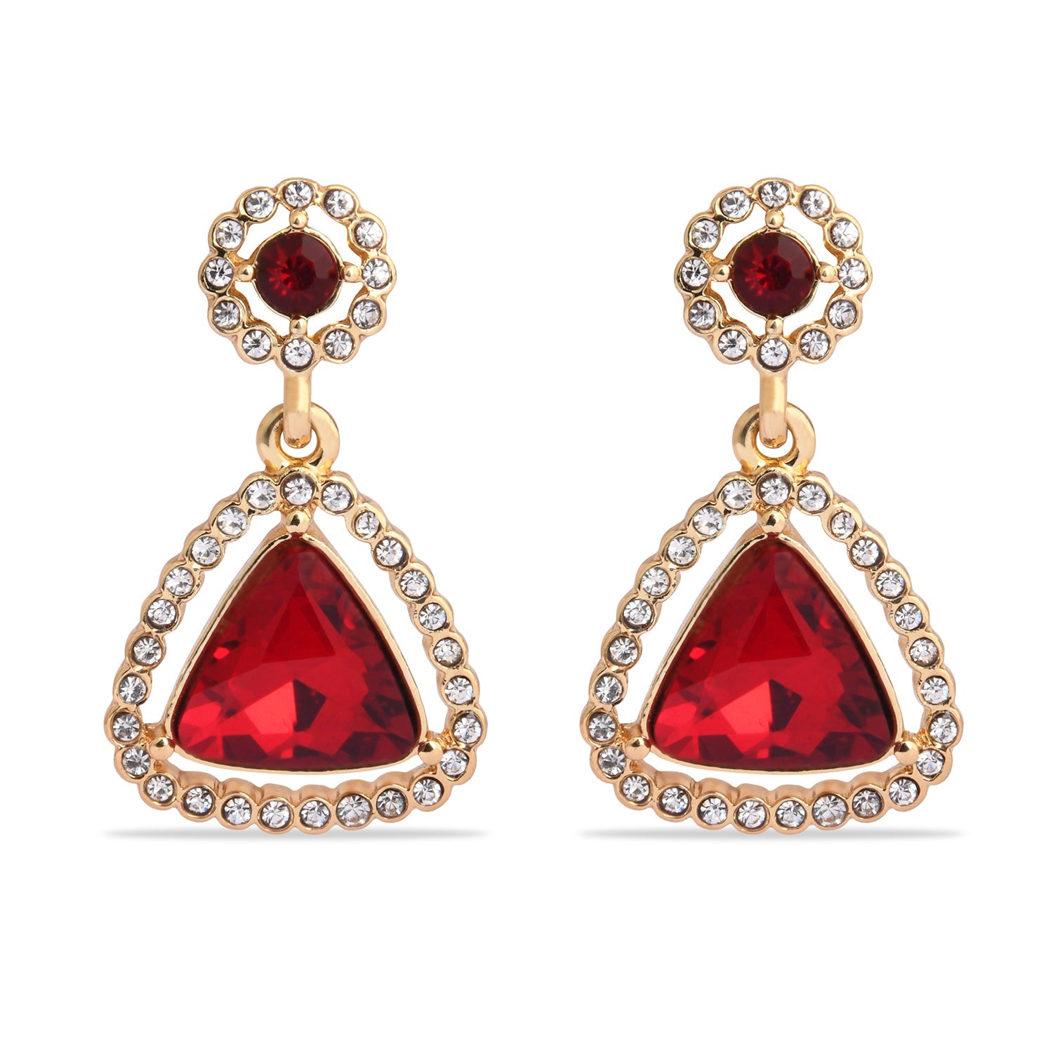 Get Red Stone Detail Floral Drop Earrings at  540  LBB Shop