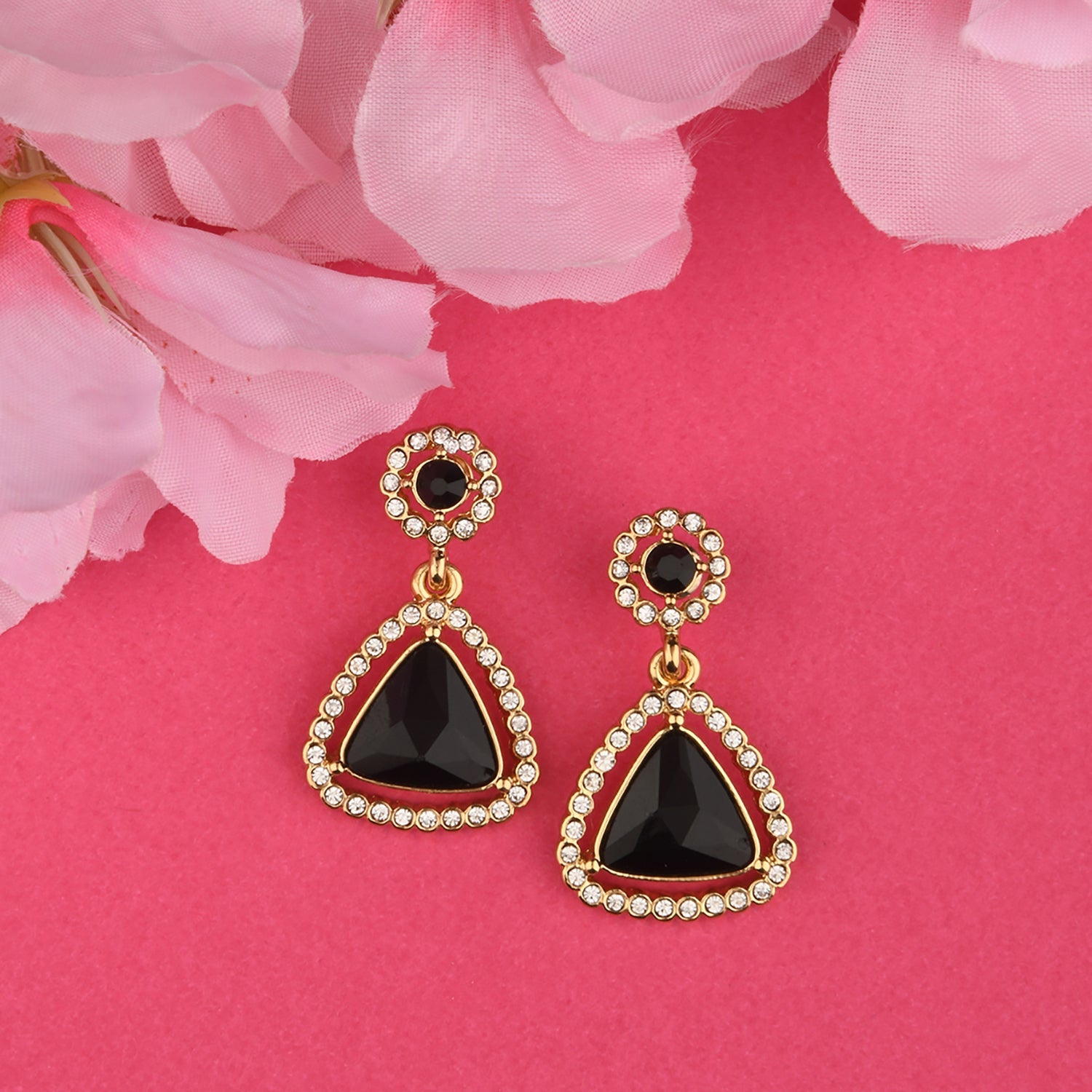 Black store stone earrings